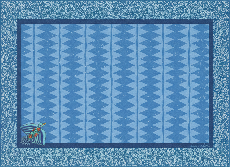 Vinyl teppe stue med blåfugl mønster - Tenstickers