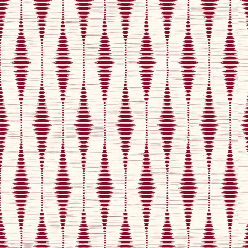 Rød rabaul ikat vinyl teppe geometrisk - Tenstickers