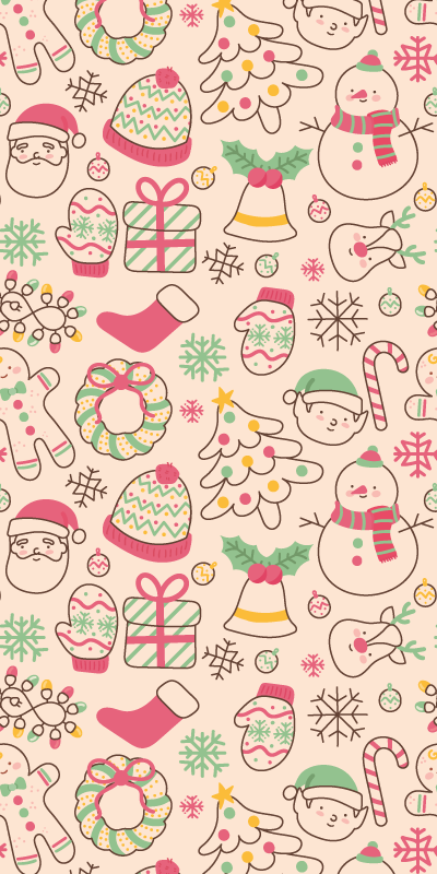 Jul vinyl teppe med julelys - Tenstickers