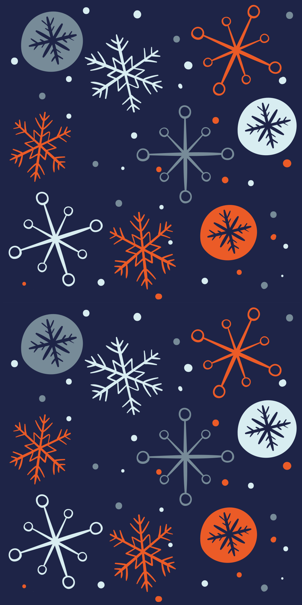 Blå og oransje snøfnugg jul vinyl teppe - Tenstickers