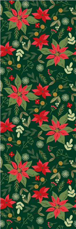 Jul vinyl teppe med juledekorasjoner av blader - Tenstickers