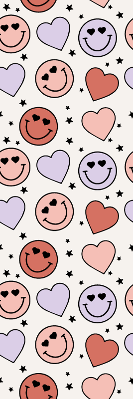 Kjærlighet og hjerter smilefjes vinyl teppe soverom - Tenstickers