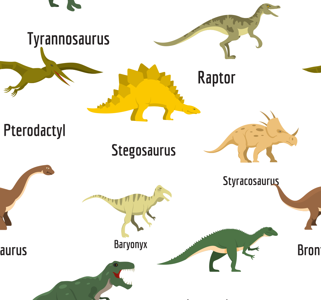 Vinyl teppe soverom med realistiske dinosaurer - Tenstickers