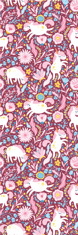 Vakkert mønster med unicorn dyr vinyl teppe soverom - Tenstickers