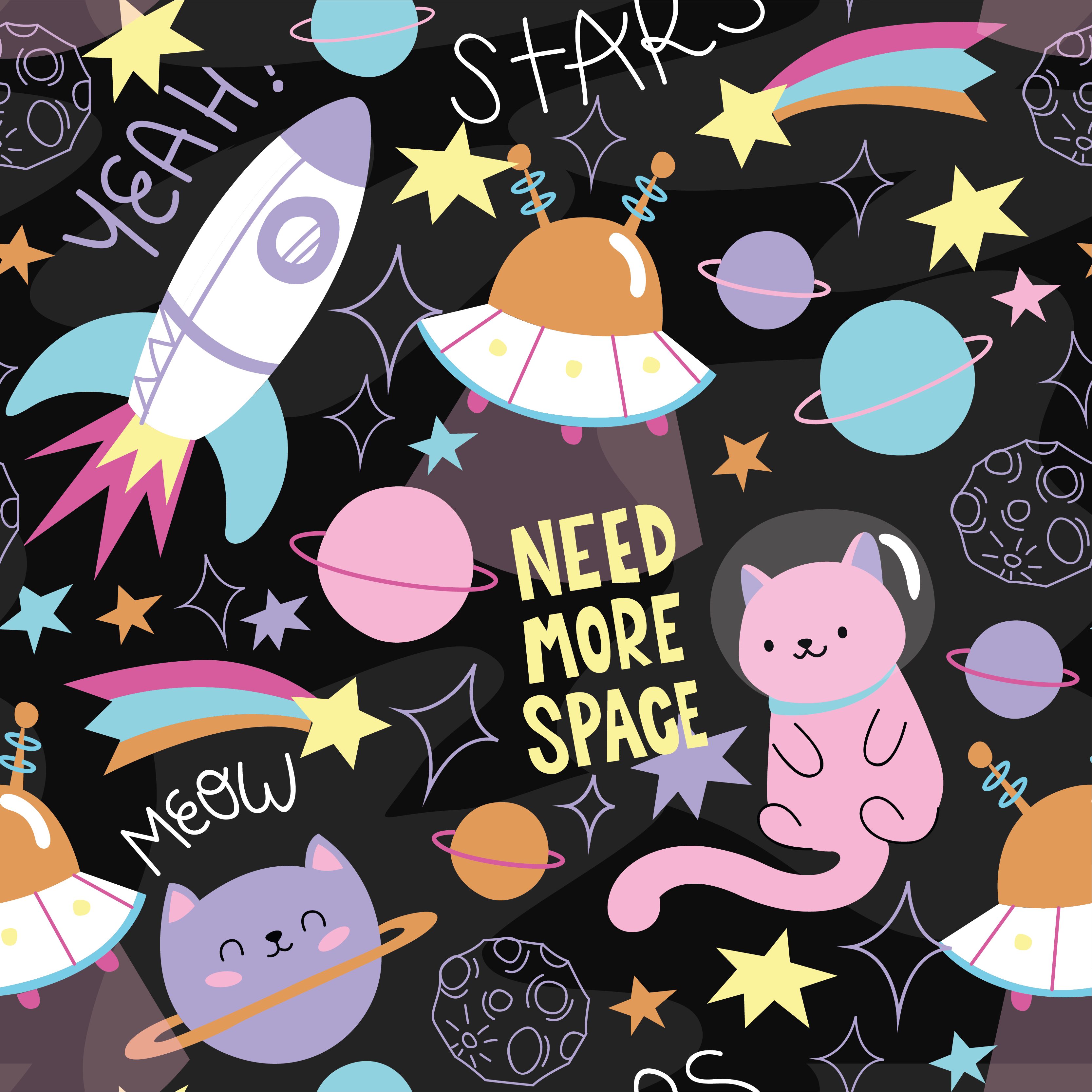 Vinyl teppe flere barn katter i rommet - Tenstickers