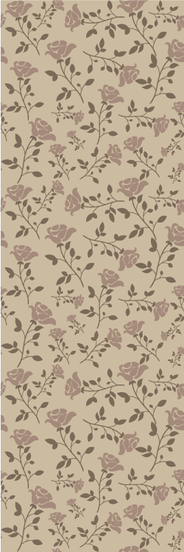Vinyl teppe soverom brunt vintage rose mønster - Tenstickers
