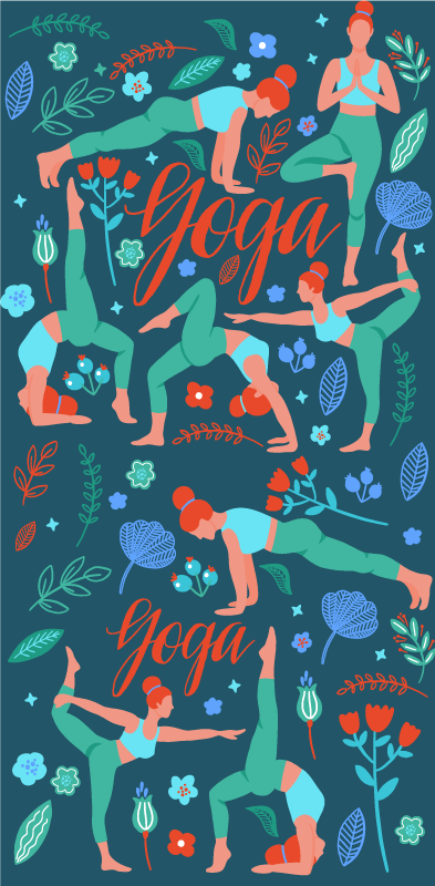 Kvinne som gjør yoga vinyl teppe soverom - Tenstickers