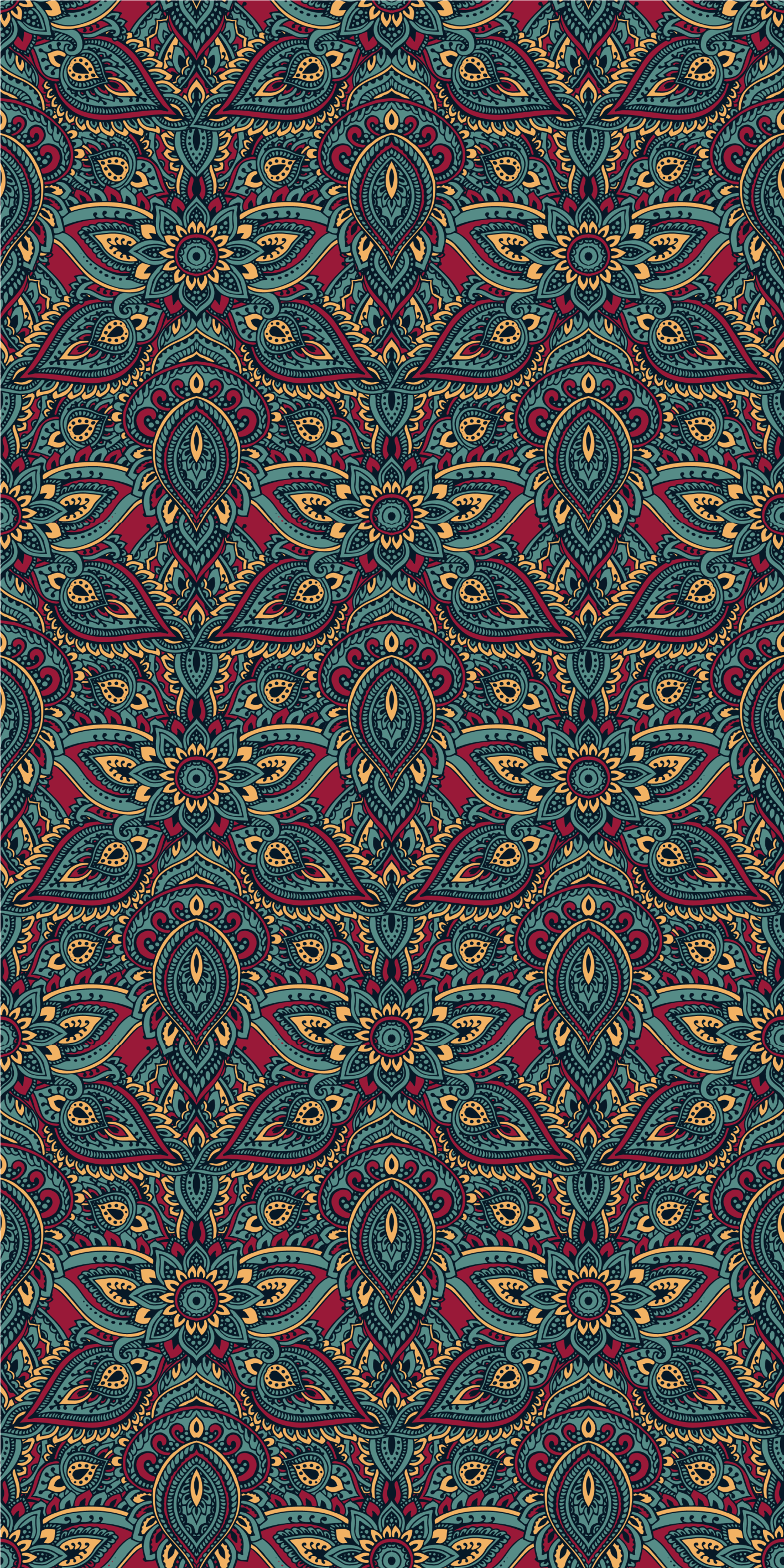 Vinyl teppe soverom med rødt indiansk mønster - Tenstickers