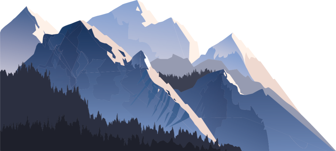 Grå skog og fjell og sol vinyl teppe natur - Tenstickers