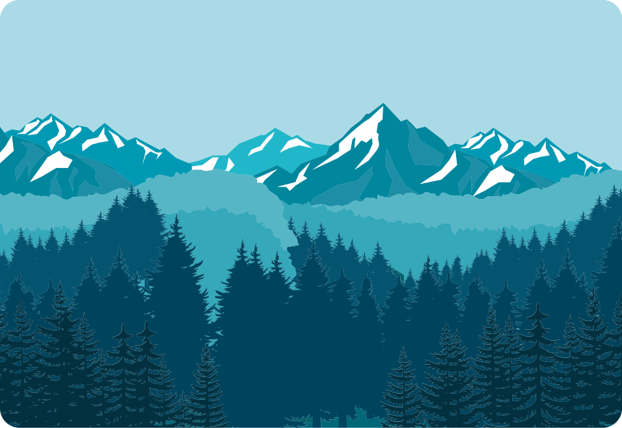Full blågrønn landskap vinyl teppe natur - Tenstickers
