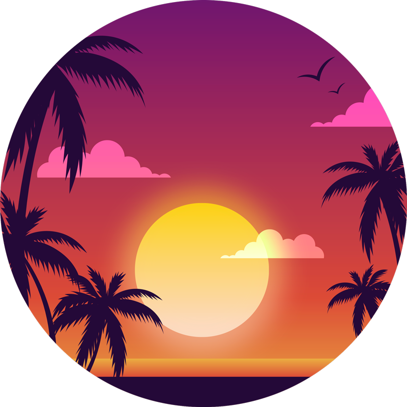 Vinyl teppe natur 70-talls solnedgang - Tenstickers