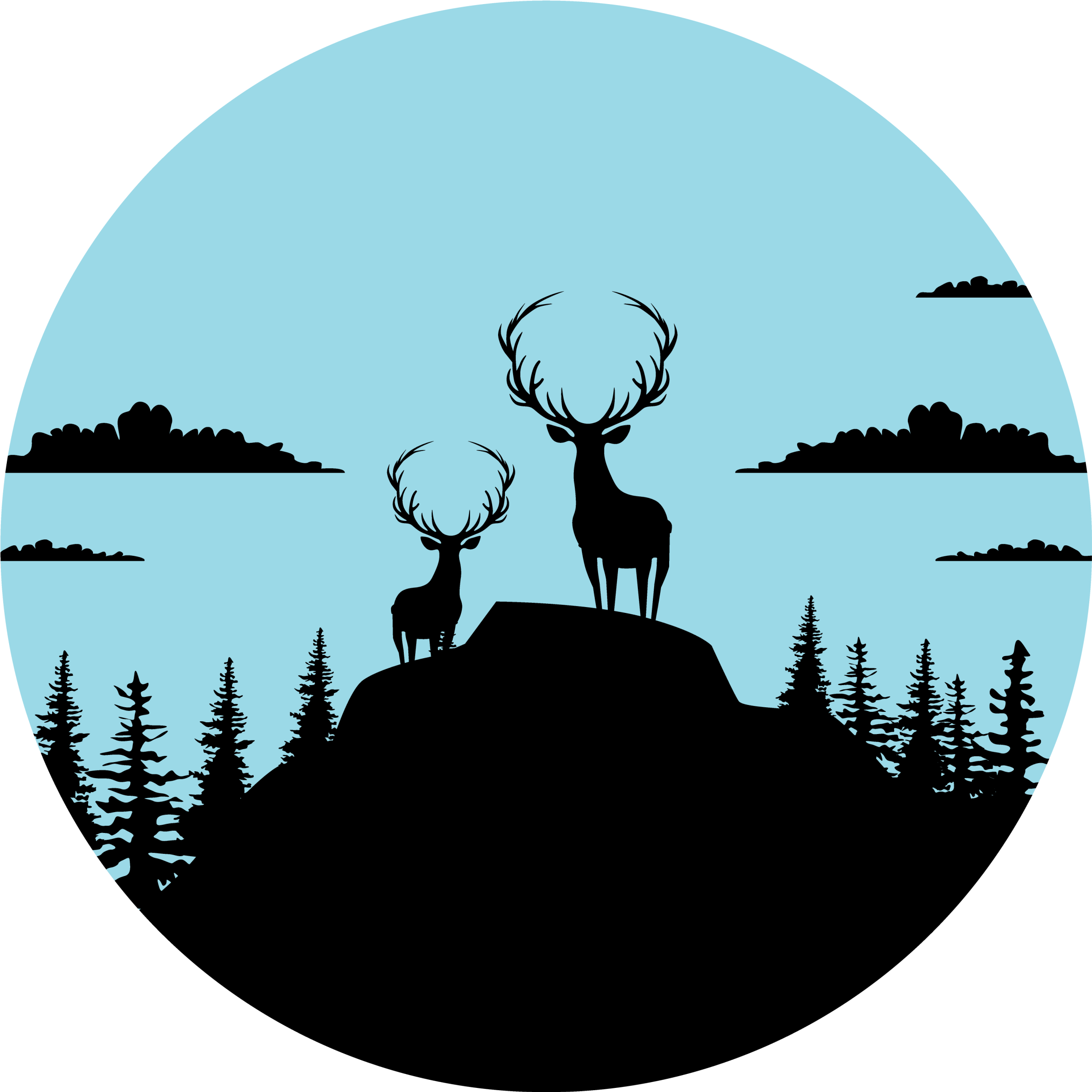 Vinyl teppe natur fjell med hjort - Tenstickers