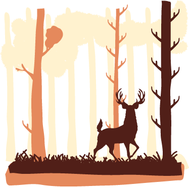 Vinyl teppe natur brunt skog og hjort - Tenstickers