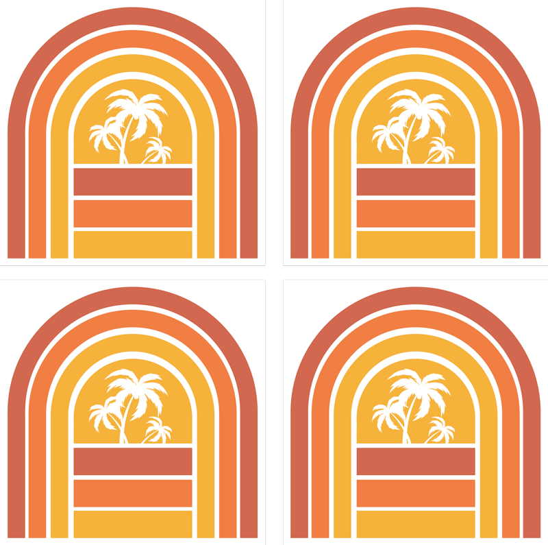 Vinyl teppe natur retro solnedgang og palmer - Tenstickers