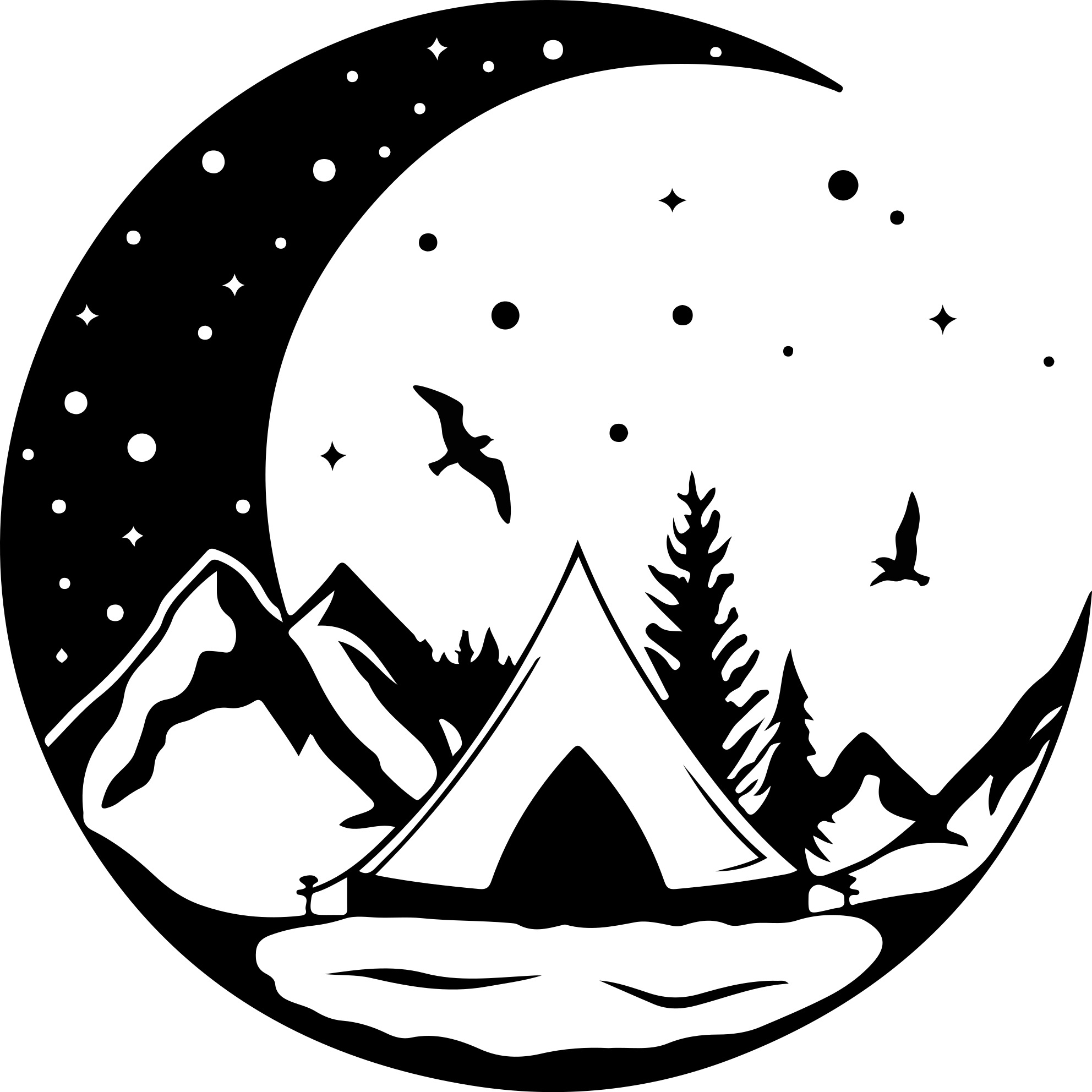 Vinyl teppe natur fjell og månenatt - Tenstickers