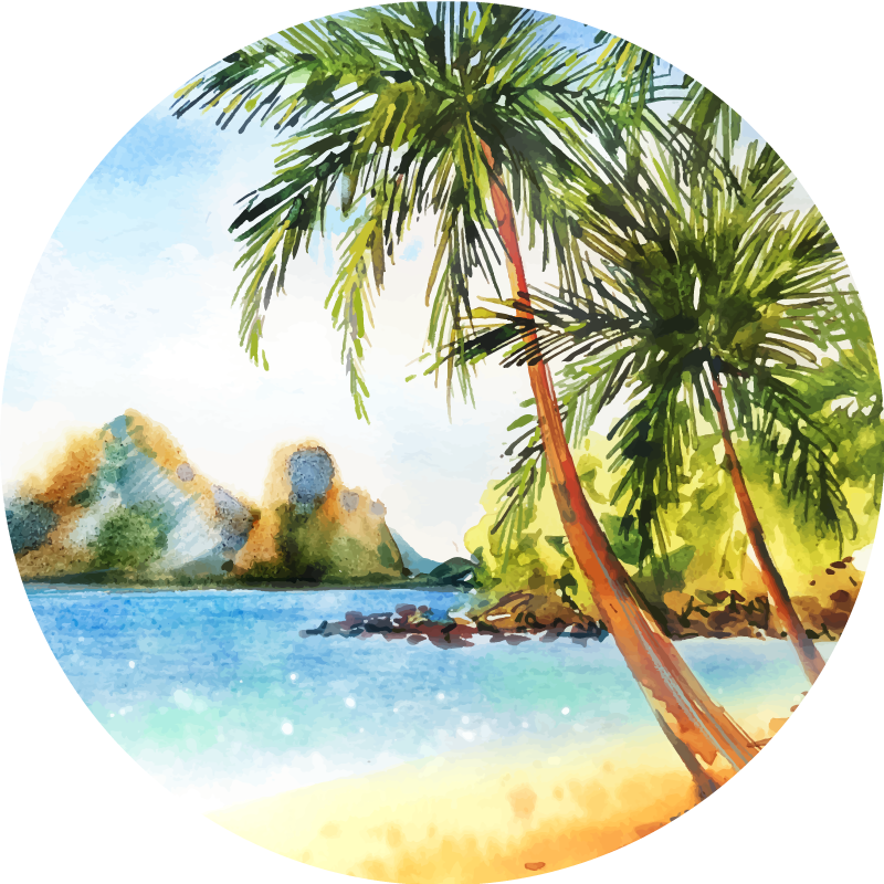 Vinyl teppe natur tropisk palmestrand - Tenstickers