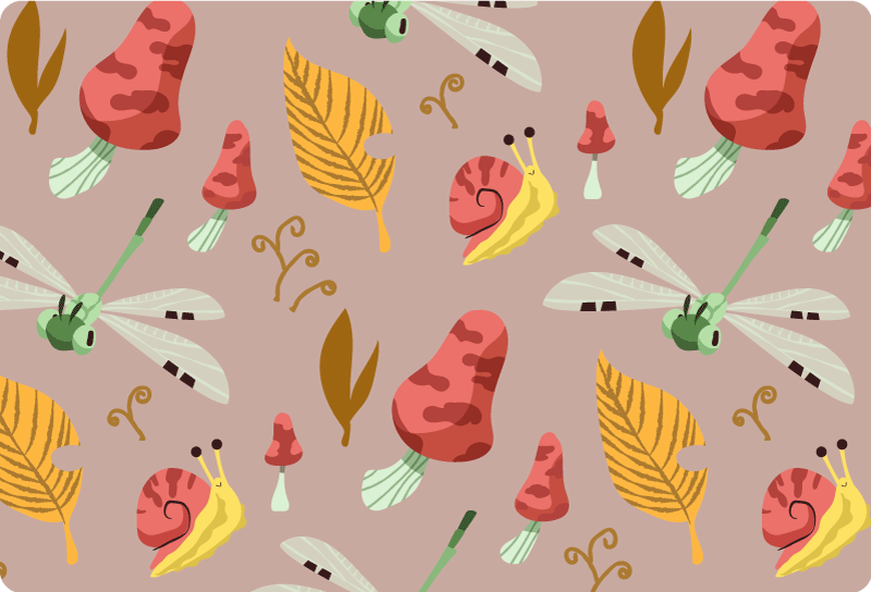 Vinyl teppe natur høst fauna og flora mønster - Tenstickers