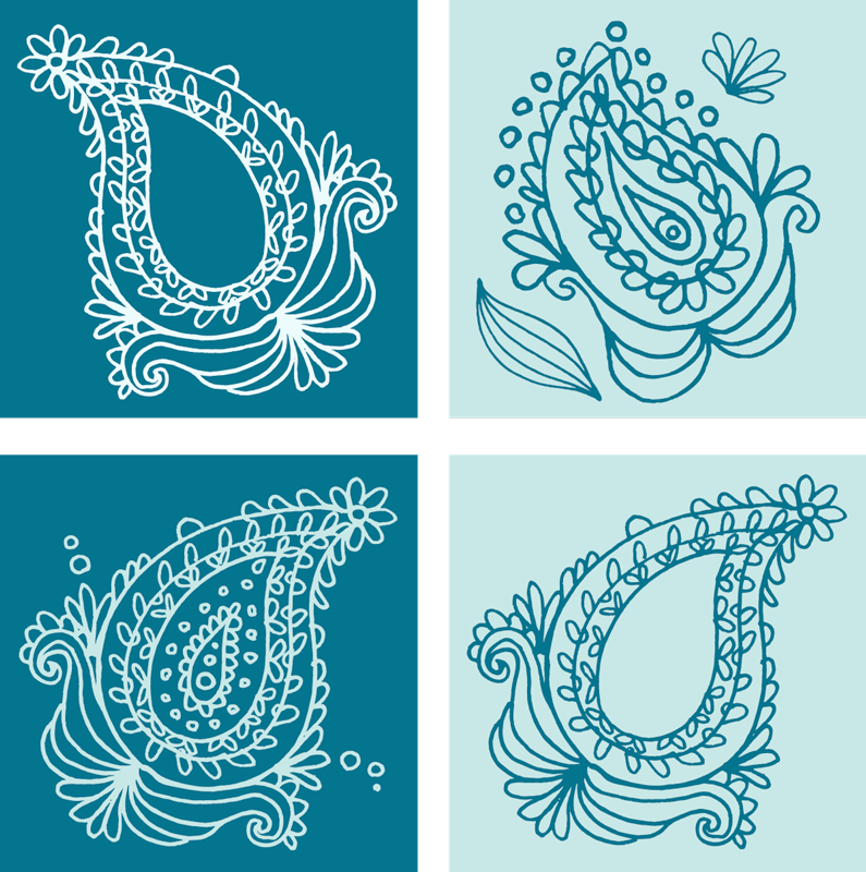 Vinyl teppe natur paisley mønster fliser - Tenstickers