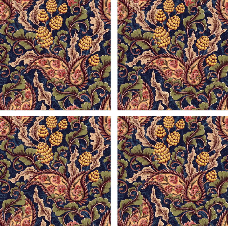 Vinyl teppe natur med blomstermønster - Tenstickers