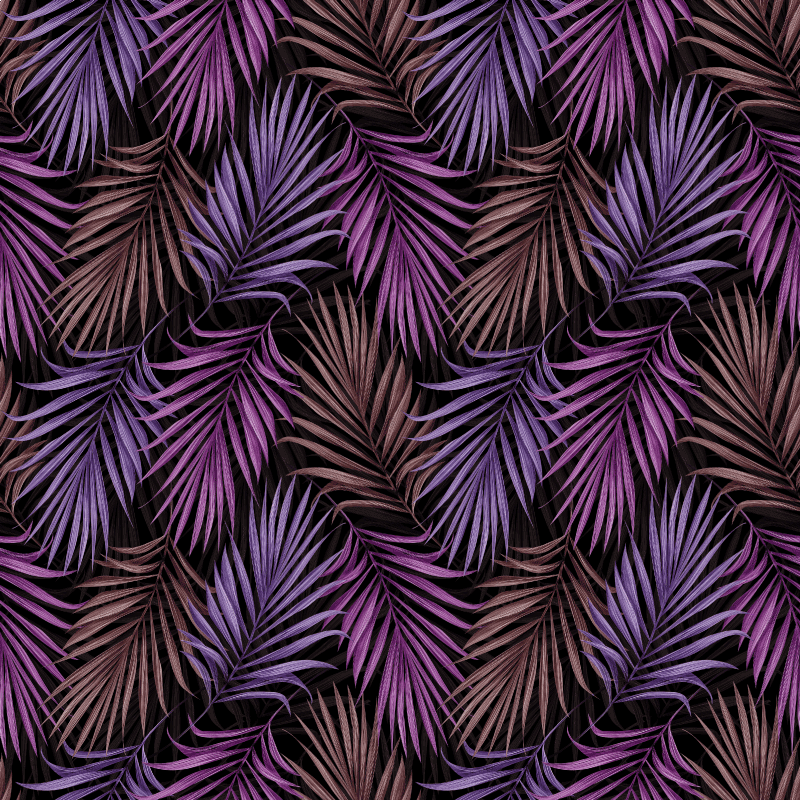 Vinyl teppe natur med lilla bladmotiv - Tenstickers