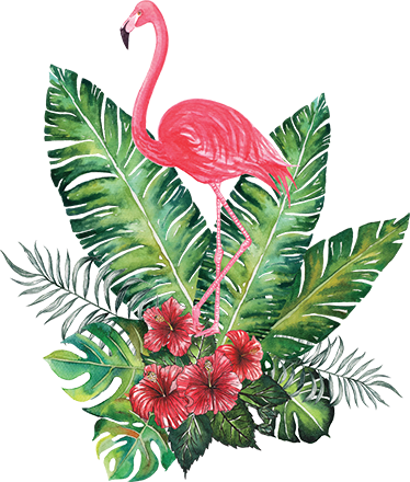 Vinyl teppe blomster og planter stor tropisk flamingo - Tenstickers