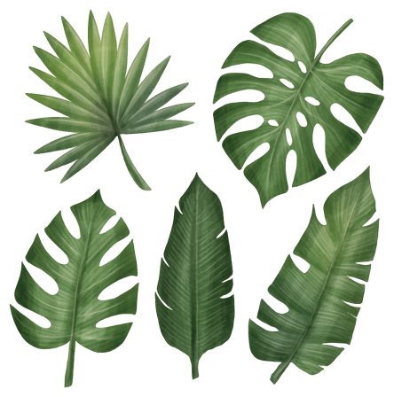 Store grønne blader vinyl teppe blomster og planter - Tenstickers