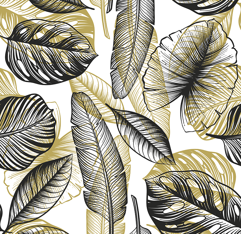 Vinyl teppe blomster og planter elegante tropiske planter - Tenstickers