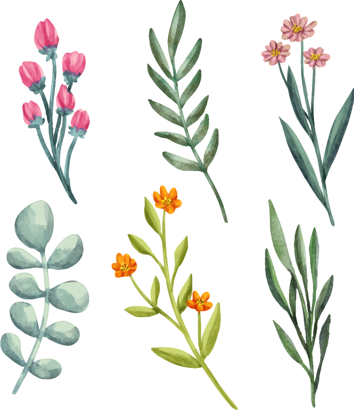 Planter og grener vinyl teppe blomster og planter - Tenstickers