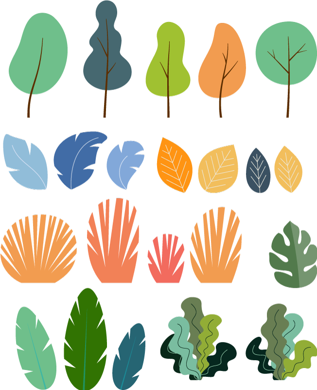 Vinyl teppe blomster og planter tropiske blader pakke - Tenstickers