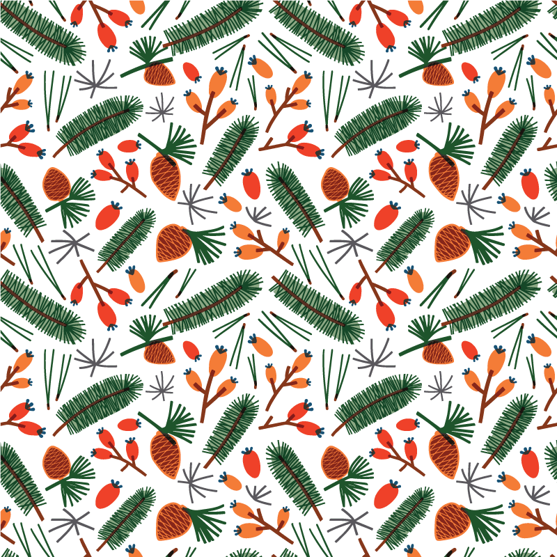 Vinyl teppe blomster og planter høstblader mønster - Tenstickers