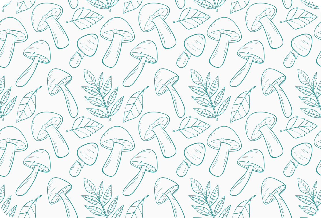 Vinyl teppe blomster og planter hvite og lyseblå sopp - Tenstickers