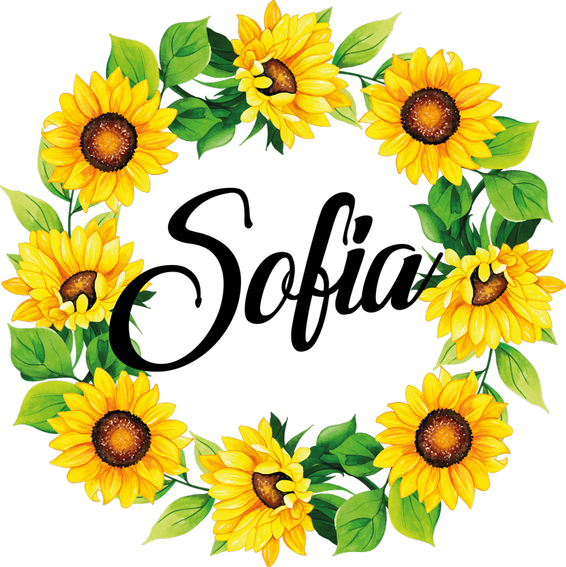 Vinyl teppe blomster og planter med navn krans - Tenstickers