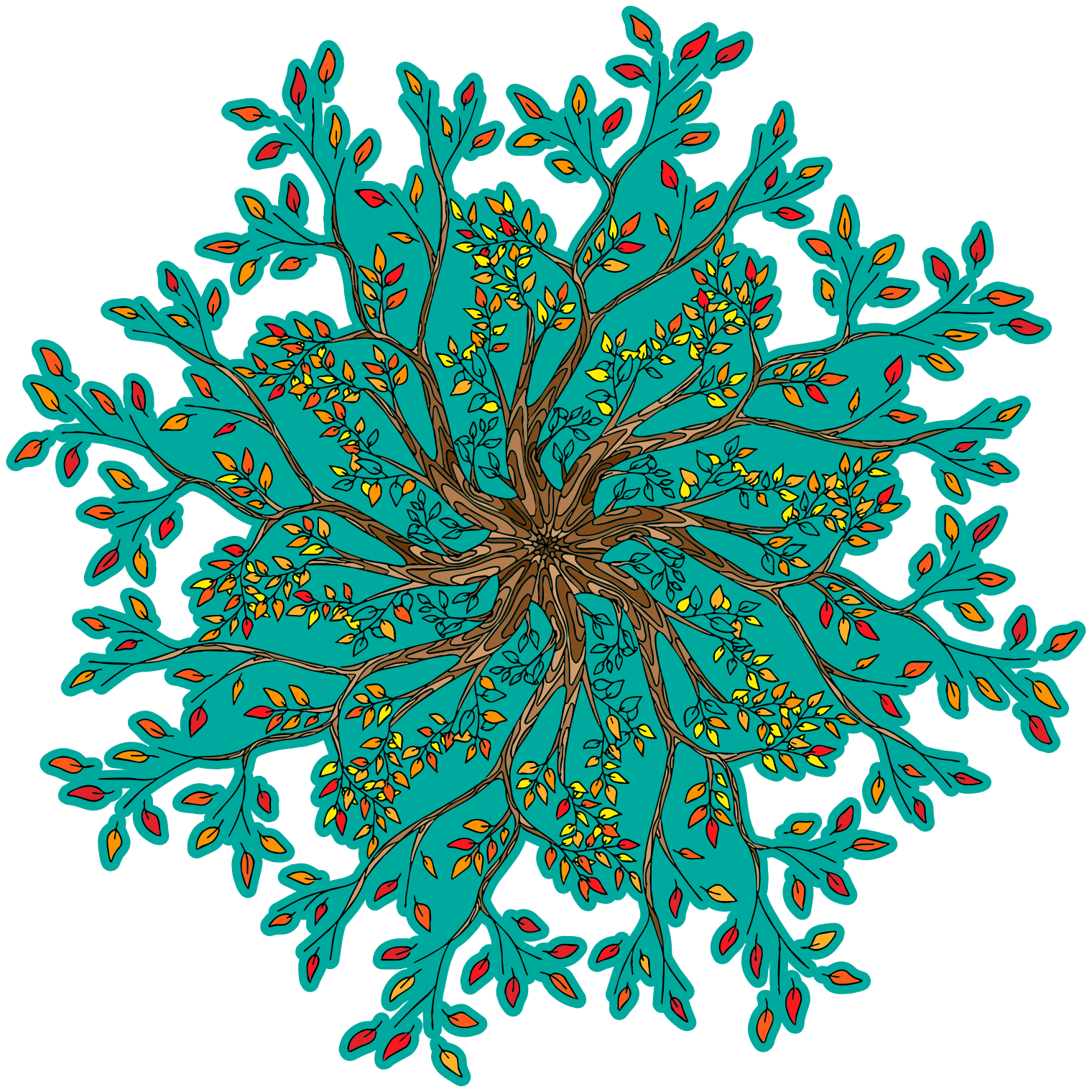 Vibrant tree concept vinyl teppe blomster og planter - Tenstickers