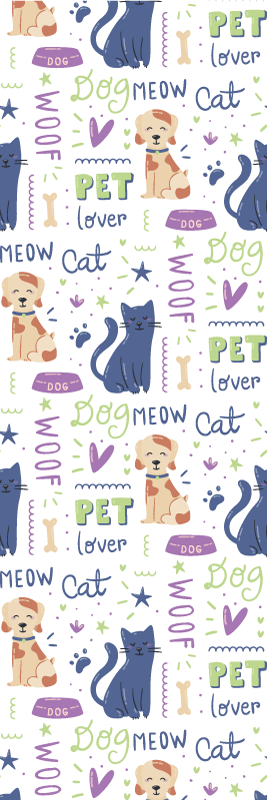 Fantastisk fargerik doodle med hunder vinyl teppe soverom - Tenstickers