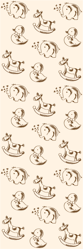 Vinyl teppe soverom søtt design med elefant and and hest - Tenstickers