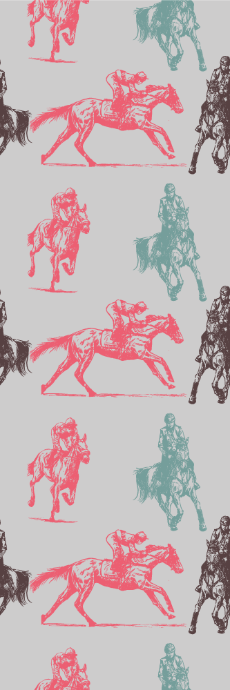 Fargerikt hestemønster på grå bakgrunn vinyl teppe soverom - Tenstickers