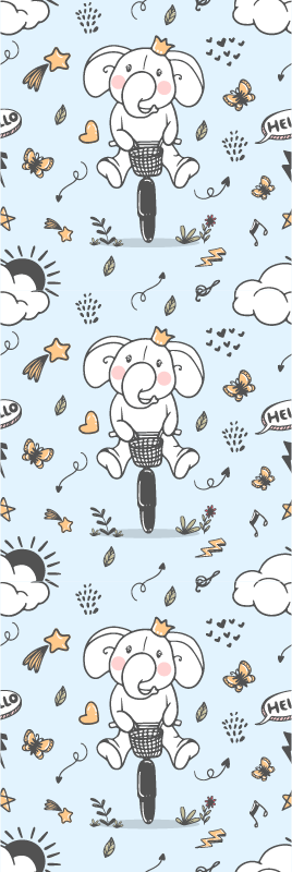 Elefant på sykkel mønster vinyl teppe soverom - Tenstickers