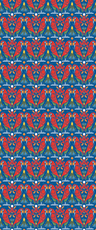 Blomsterdesign med blå bakgrunn vinyl teppe soverom - Tenstickers