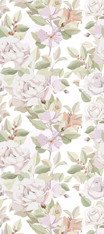 Vinyl teppe soverom elegant blomster mønster - Tenstickers