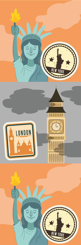 Vinyl teppe soverom nyc og london collage - Tenstickers