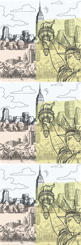 Vinyl teppe soverom vintage gammeldags nyc collage - Tenstickers