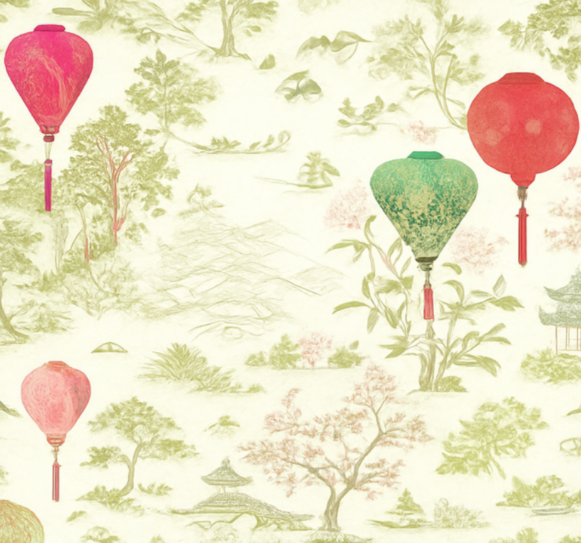 Vinyl teppe soverom oriental kinesisk landskap - Tenstickers