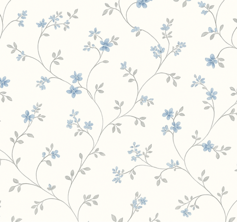Classic blue meadow trail vinyl teppe soverom - Tenstickers