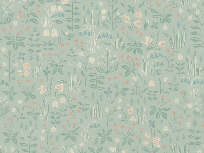 Vinyl teppe soverom scandi blomster - Tenstickers