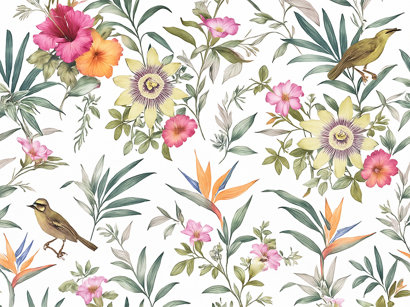 Vinyl teppe soverom blått blomstermønster - Tenstickers