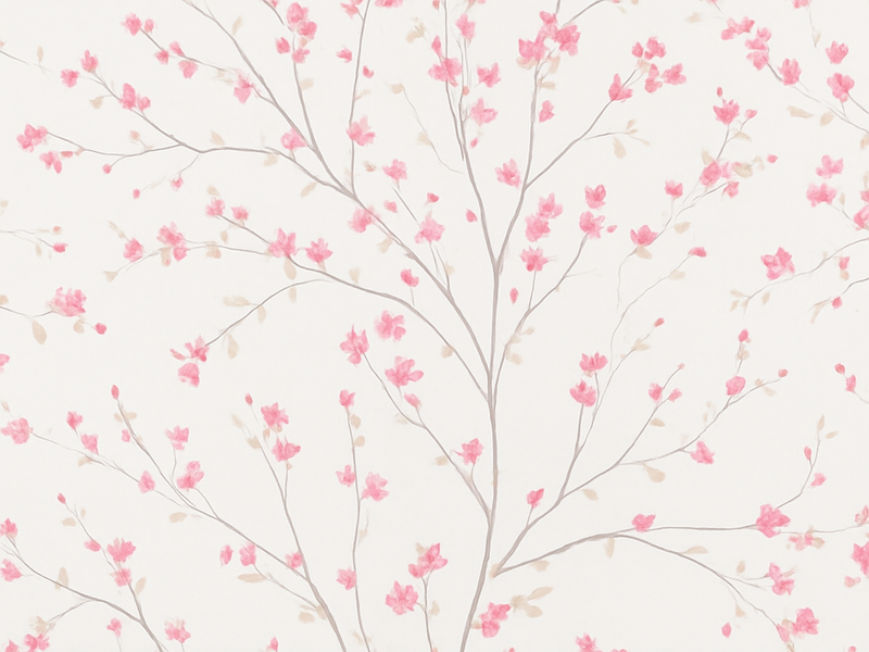 Vinyl teppe soverom tre med små rosa blomster - Tenstickers