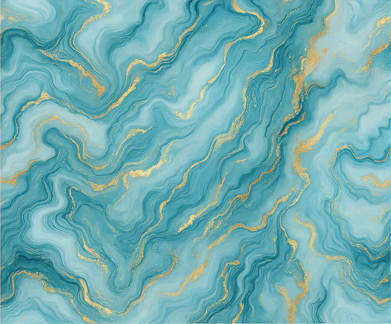 Vinyl teppe soverom lys blå og gull marmor stil - Tenstickers