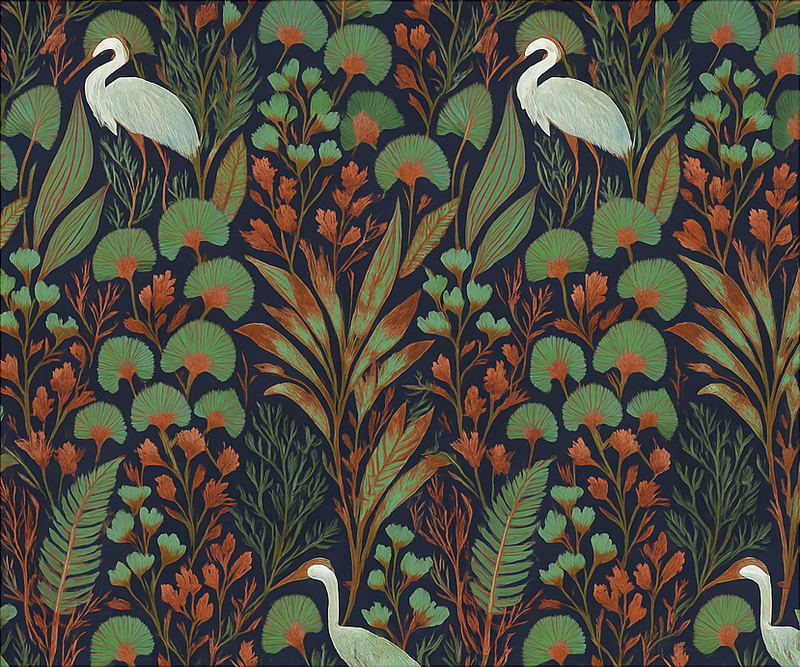 Vinyl teppe soverom med eksotisk asiatisk natur - Tenstickers