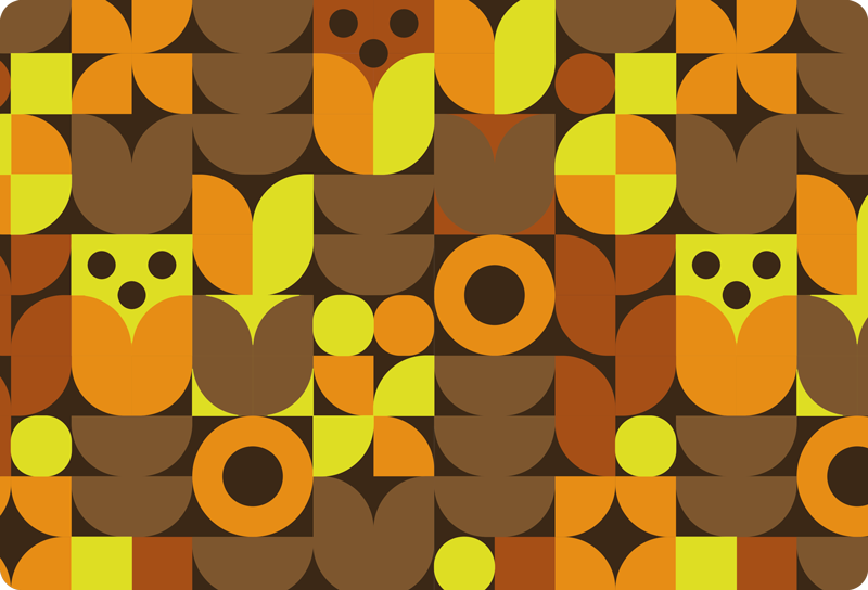 Geometrisk vinyl teppe abstrakt 70-tall - Tenstickers