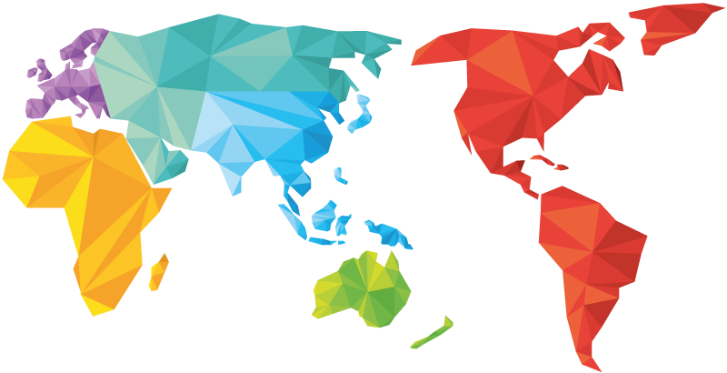 Vinyl teppe geometrisk verdenskart farger - Tenstickers